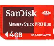 SanDisk 4GB Memory Stick PRO Duo Card