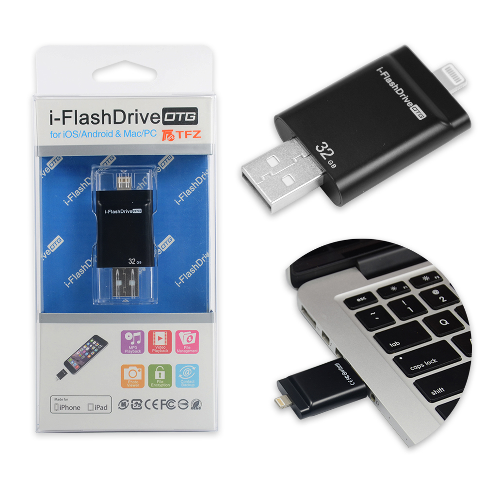 usd flash drive for ios 32 gb OTG usb flash drive for iPhone 5 5S6iPad miniiPad air black